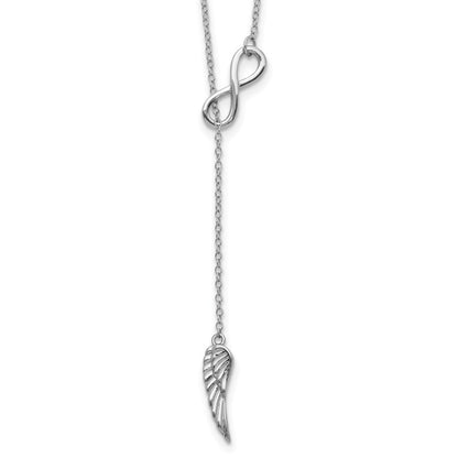 Sterling Silver Rh-Plated Open Infinity/Wing W/2In Ext Necklace