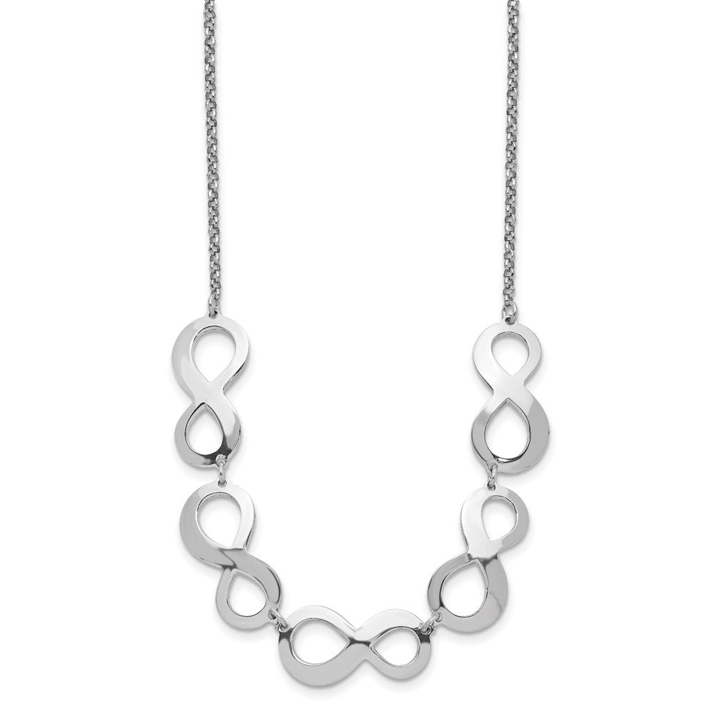 Sterling Silver Rhodium-Plated Infinity W/2In. Ext. Necklace