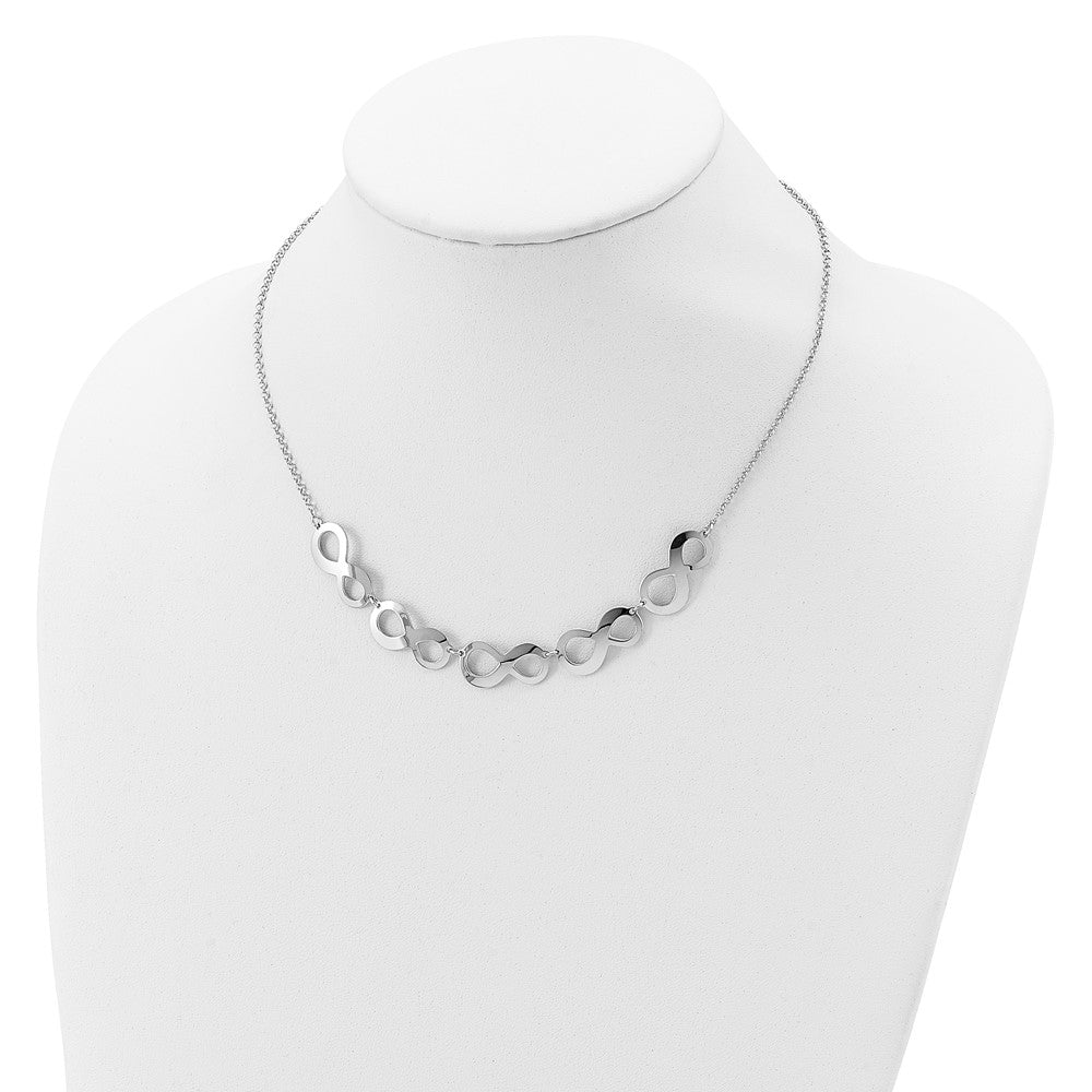 Sterling Silver Rhodium-Plated Infinity W/2In. Ext. Necklace