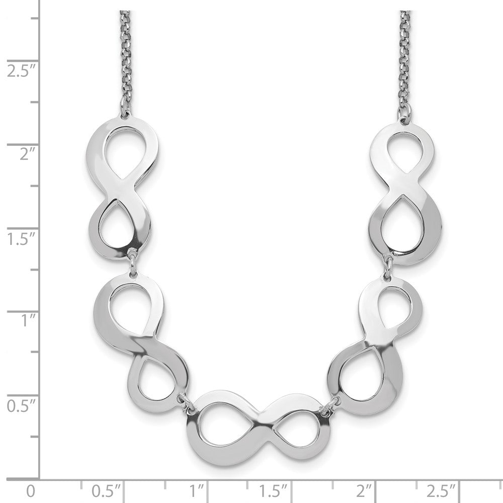 Sterling Silver Rhodium-Plated Infinity W/2In. Ext. Necklace