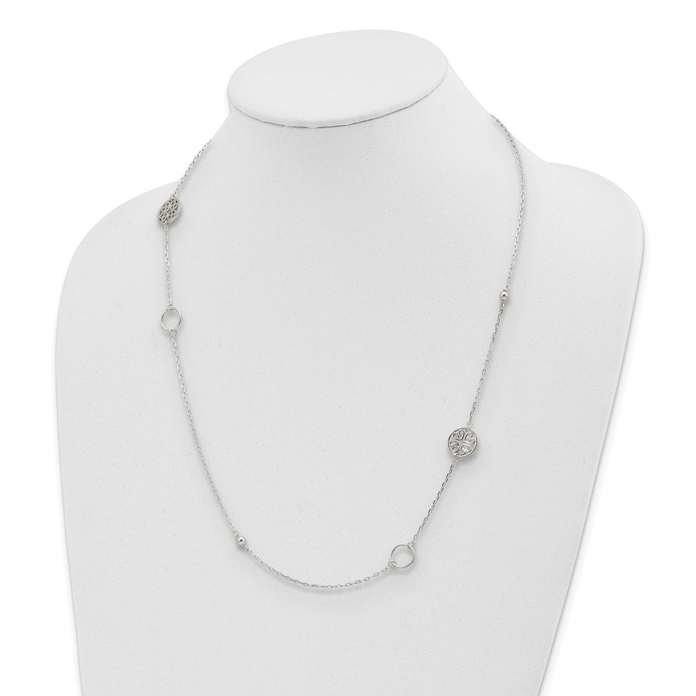 Sterling Silver Circle And Filigree Necklace