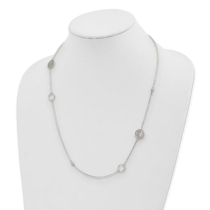 Sterling Silver Circle And Filigree Necklace