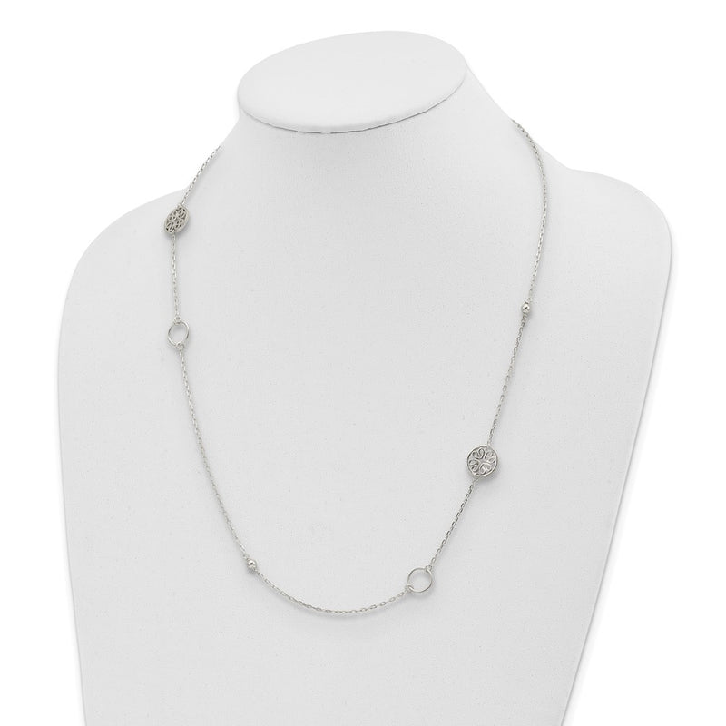 Sterling Silver Circle And Filigree Necklace