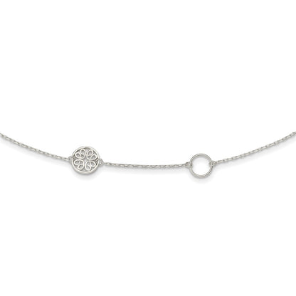 Sterling Silver Circle And Filigree Necklace