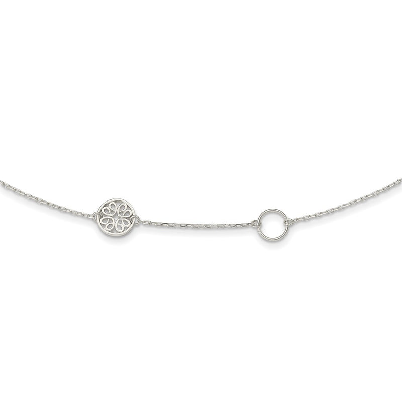 Sterling Silver Circle And Filigree Necklace