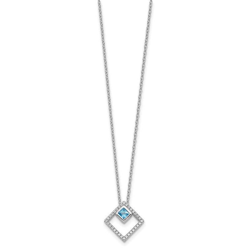 Sterling Silver Rh-Plated 5mm Cz And Spinel W/1In. Ext. Necklace