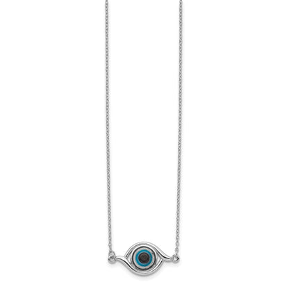 Sterling Silver Rhodium-Plated Glass W/2In Ext Eye Necklace