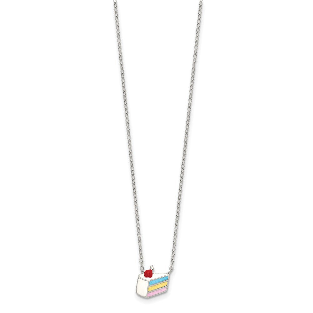 Sterling Silver Rhodium-Plated Enameled Cake Necklace