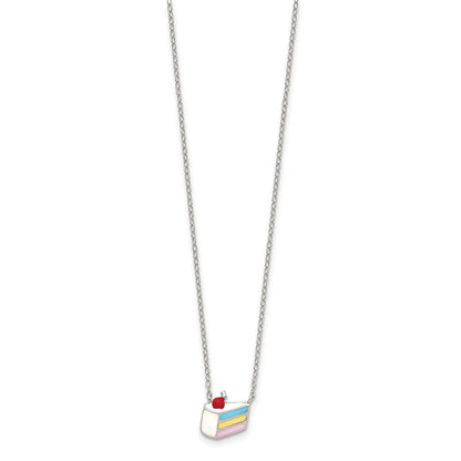 Sterling Silver Rhodium-Plated Enameled Cake Necklace