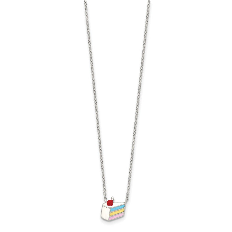 Sterling Silver Rhodium-Plated Enameled Cake Necklace