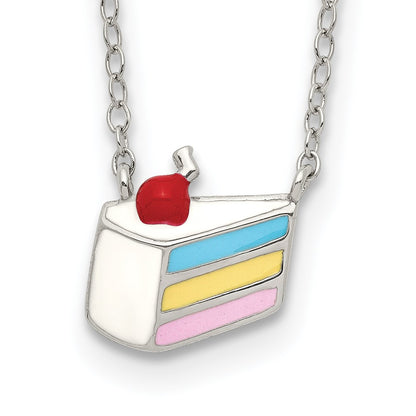 Sterling Silver Rhodium-Plated Enameled Cake Necklace