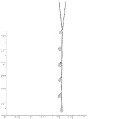 Sterling Silver Rhodium-Plated Cz Dangle W/ 2In Ext. Necklace