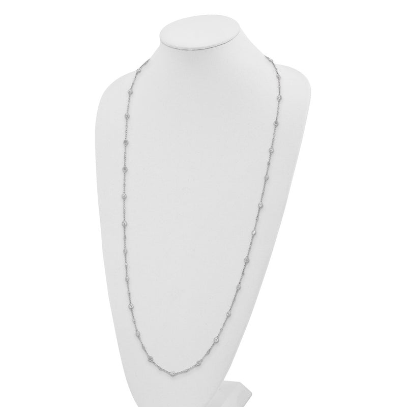 Sterling Silver Rhodium-Plated White Topaz Station Necklace