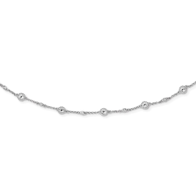 Sterling Silver Rhodium-Plated White Topaz Station Necklace