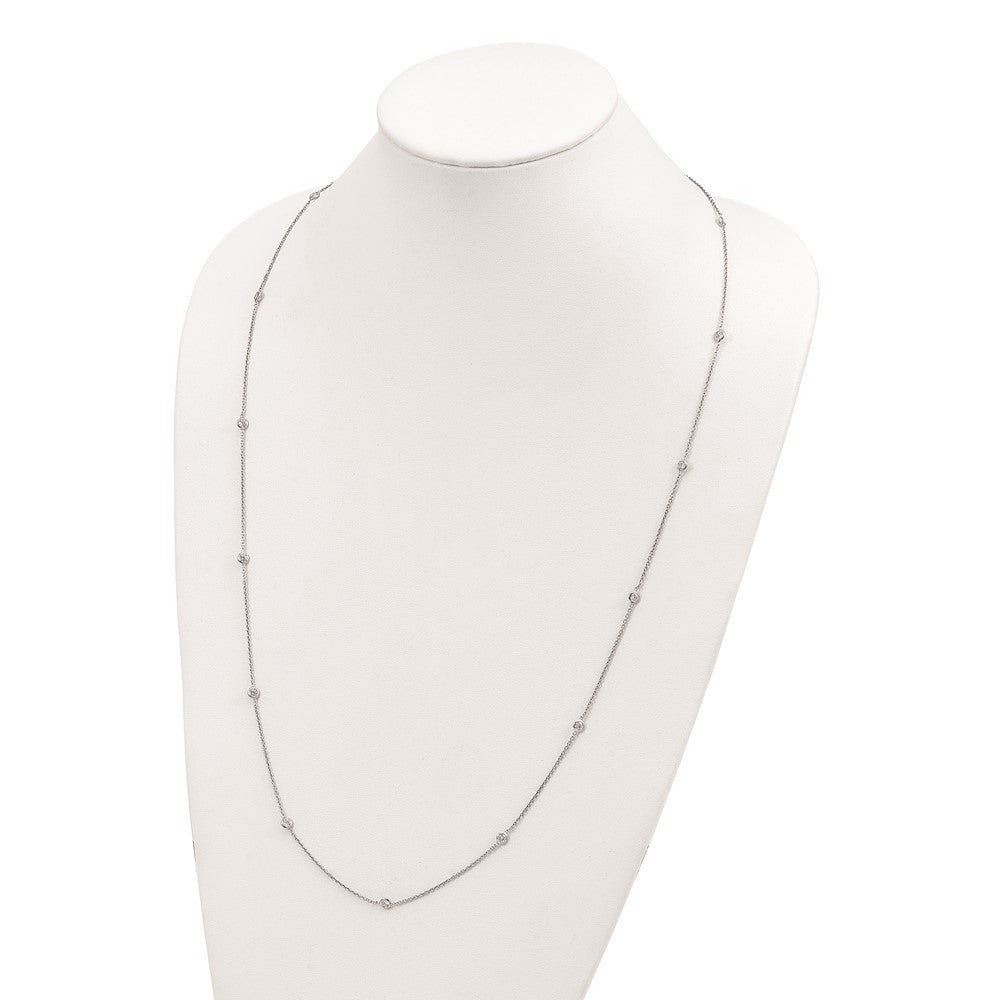 Sterling Silver Rhodium-Plated Cz 15-Station Necklace