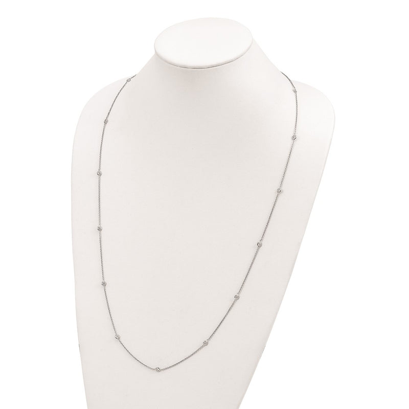 Sterling Silver Rhodium-Plated Cz 15-Station Necklace