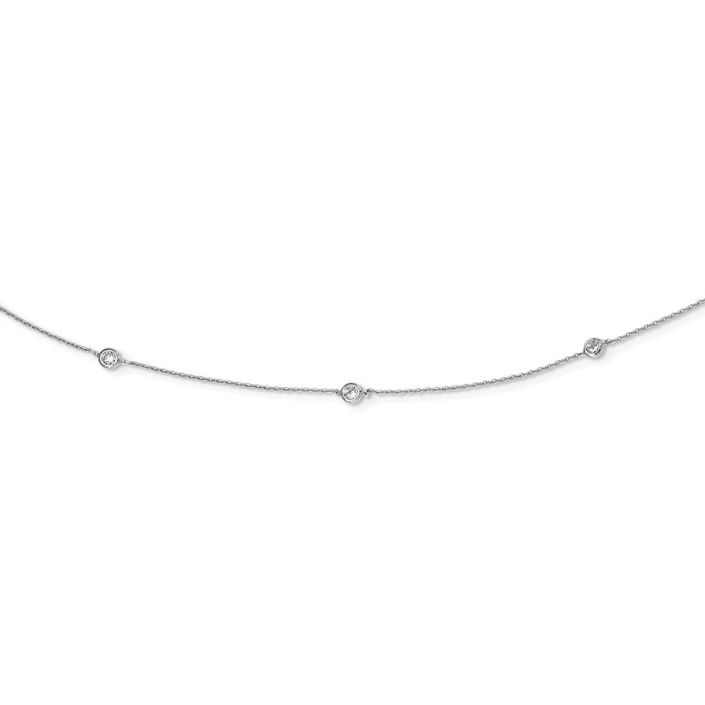 Sterling Silver Rhodium-Plated Cz 15-Station Necklace
