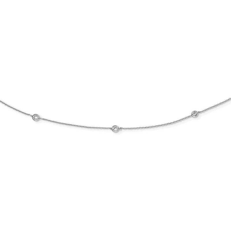Sterling Silver Rhodium-Plated Cz 15-Station Necklace