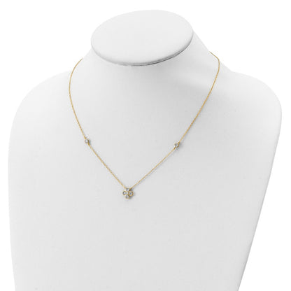 Sterling Silver Gold-Plated Polished Cz 18In W/2In Ext. Necklace