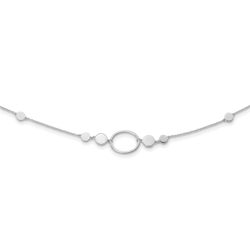 Sterling Silver Rhodium-Plated Polished Ovals And Discs Necklace