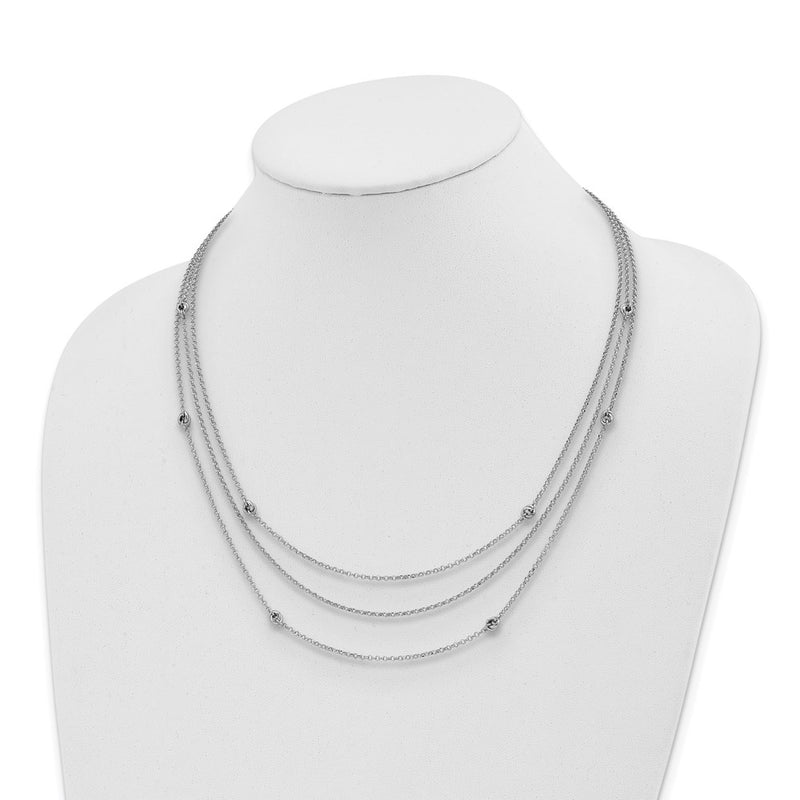 Sterling Silver Rhodium-Plated Love Knot Multi-Strand W/2In Ext Necklace