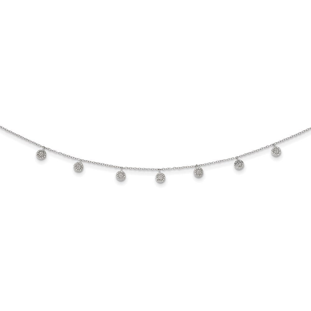 Sterling Silver Rhodium-Plated Cz W/ 4In Ext. Choker