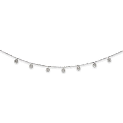 Sterling Silver Rhodium-Plated Cz W/ 4In Ext. Choker