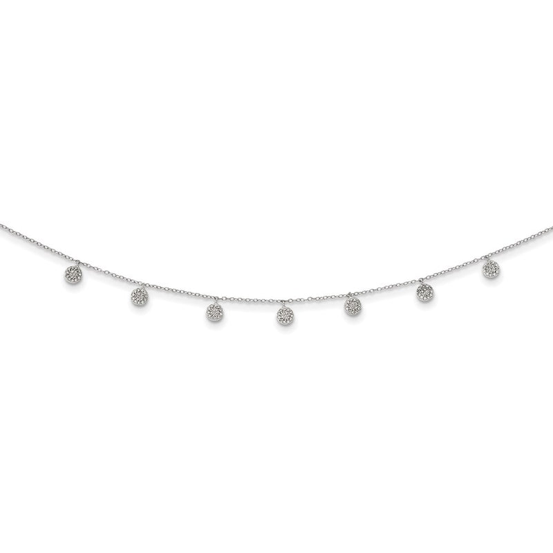 Sterling Silver Rhodium-Plated Cz W/ 4In Ext. Choker