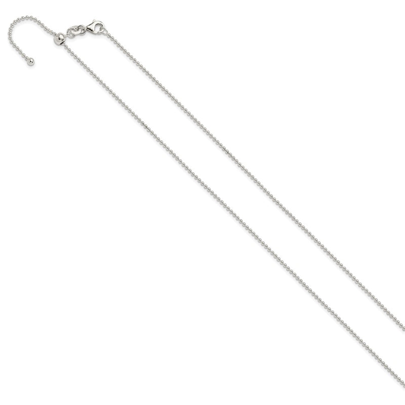 Sterling Silver Polished Beaded Adjustable Necklace