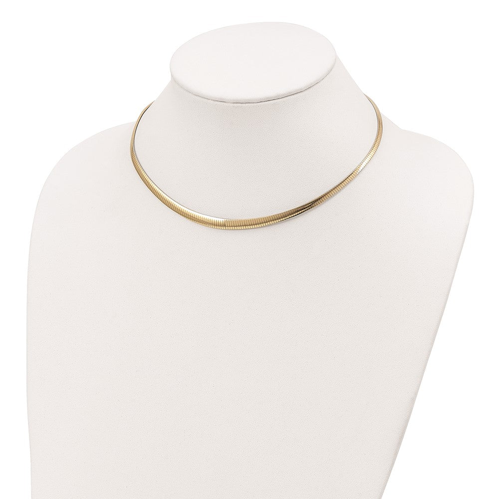 Ss/Gold Plated Sterling Silver Gold-Tone Rh-Pltd 3-6mm Reversible Cubetto Necklace