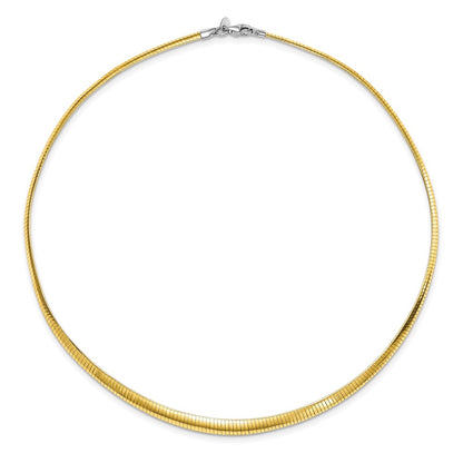 Ss/Gold Plated Sterling Silver Gold-Tone Rh-Pltd 3-6mm Reversible Cubetto Necklace