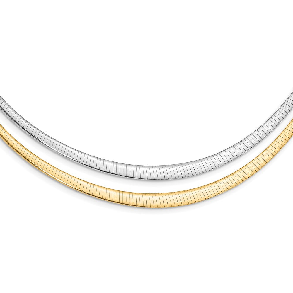 Ss/Gold Plated Sterling Silver Gold-Tone Rh-Pltd 3-6mm Reversible Cubetto Necklace
