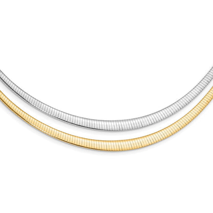 Ss/Gold Plated Sterling Silver Gold-Tone Rh-Pltd 3-6mm Reversible Cubetto Necklace