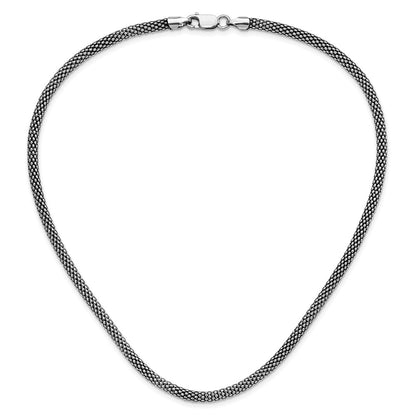 Sterling Silver Antiqued 4.5mm Corona Chain Necklace