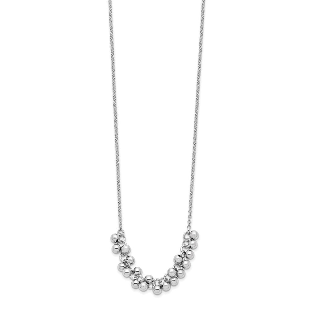 Sterling Silver Rhodium-Plated Dangling Beads Necklace