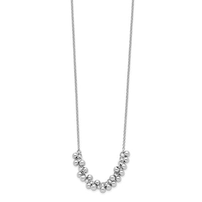 Sterling Silver Rhodium-Plated Dangling Beads Necklace