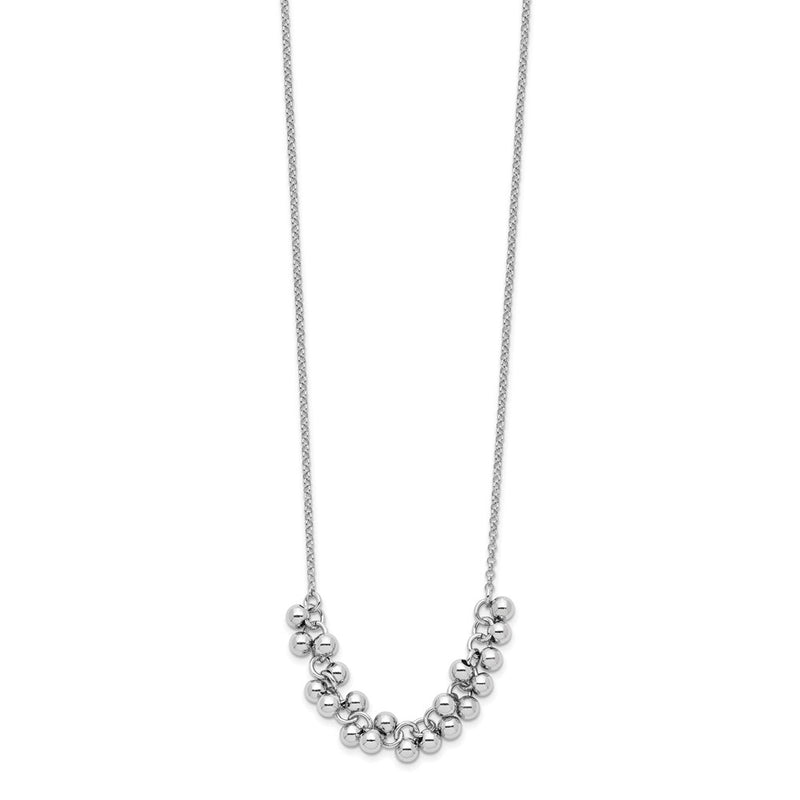 Sterling Silver Rhodium-Plated Dangling Beads Necklace