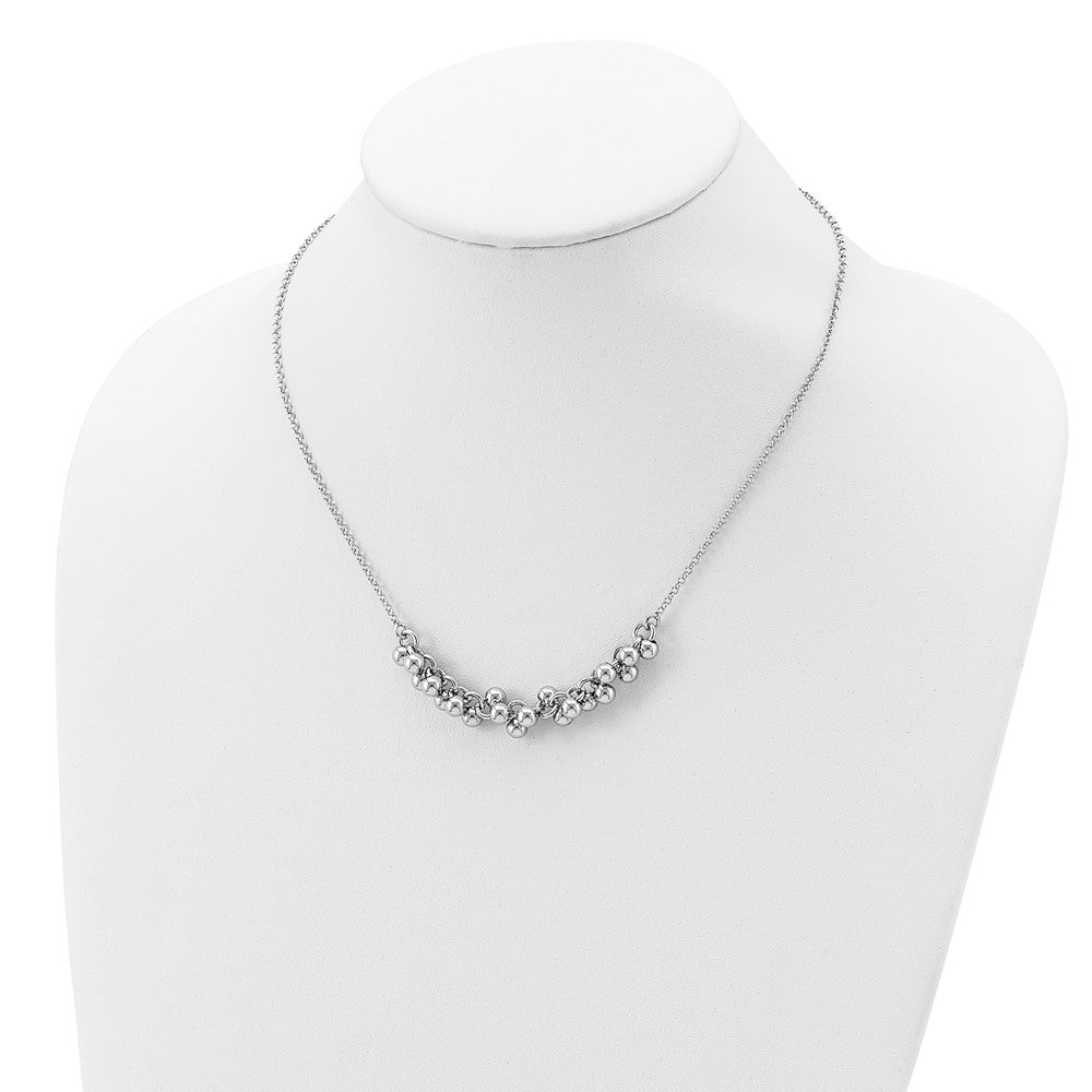 Sterling Silver Rhodium-Plated Dangling Beads Necklace