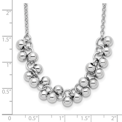 Sterling Silver Rhodium-Plated Dangling Beads Necklace
