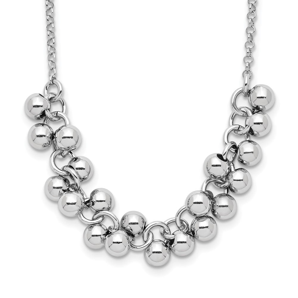 Sterling Silver Rhodium-Plated Dangling Beads Necklace