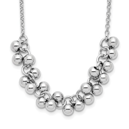 Sterling Silver Rhodium-Plated Dangling Beads Necklace