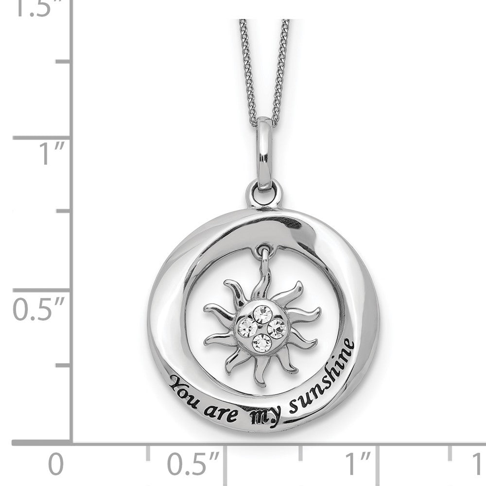 Sterling Silver Enamel You Are My Sunshine Crystal Sun Necklace