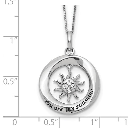 Sterling Silver Enamel You Are My Sunshine Crystal Sun Necklace