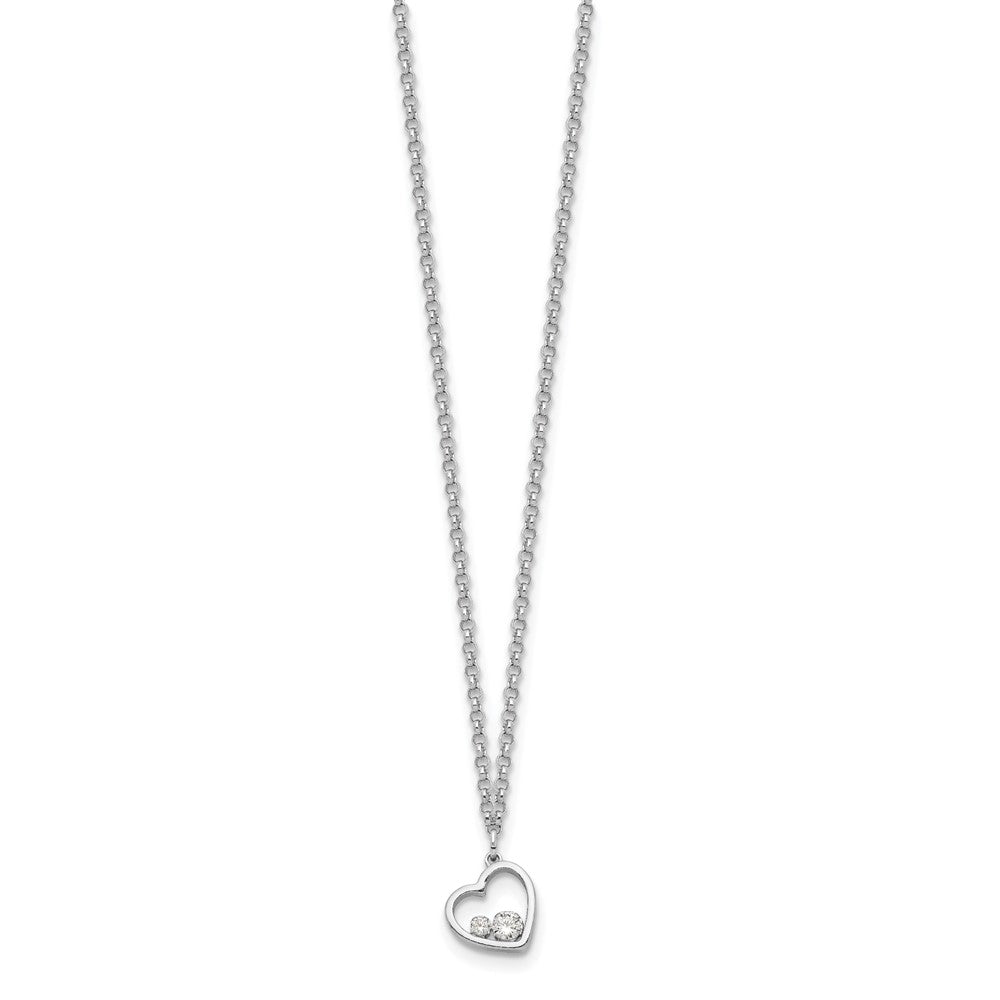 Sterling Silver Cz Heart Necklace