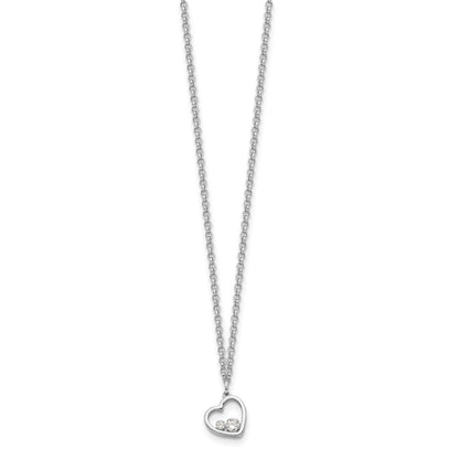 Sterling Silver Cz Heart Necklace