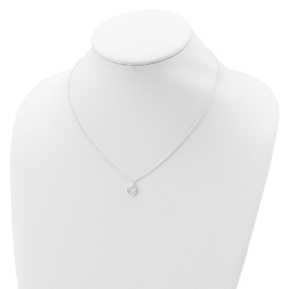 Sterling Silver Cz Heart Necklace