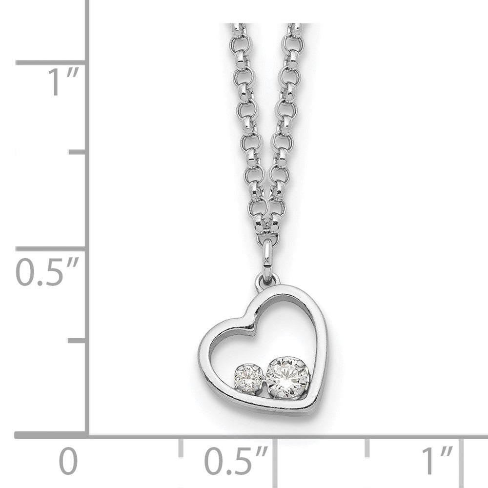 Sterling Silver Cz Heart Necklace
