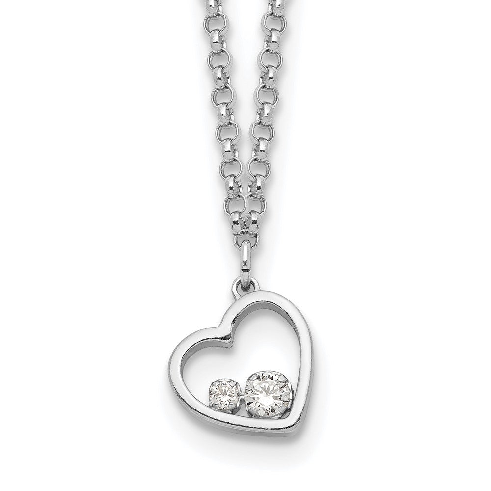 Sterling Silver Cz Heart Necklace