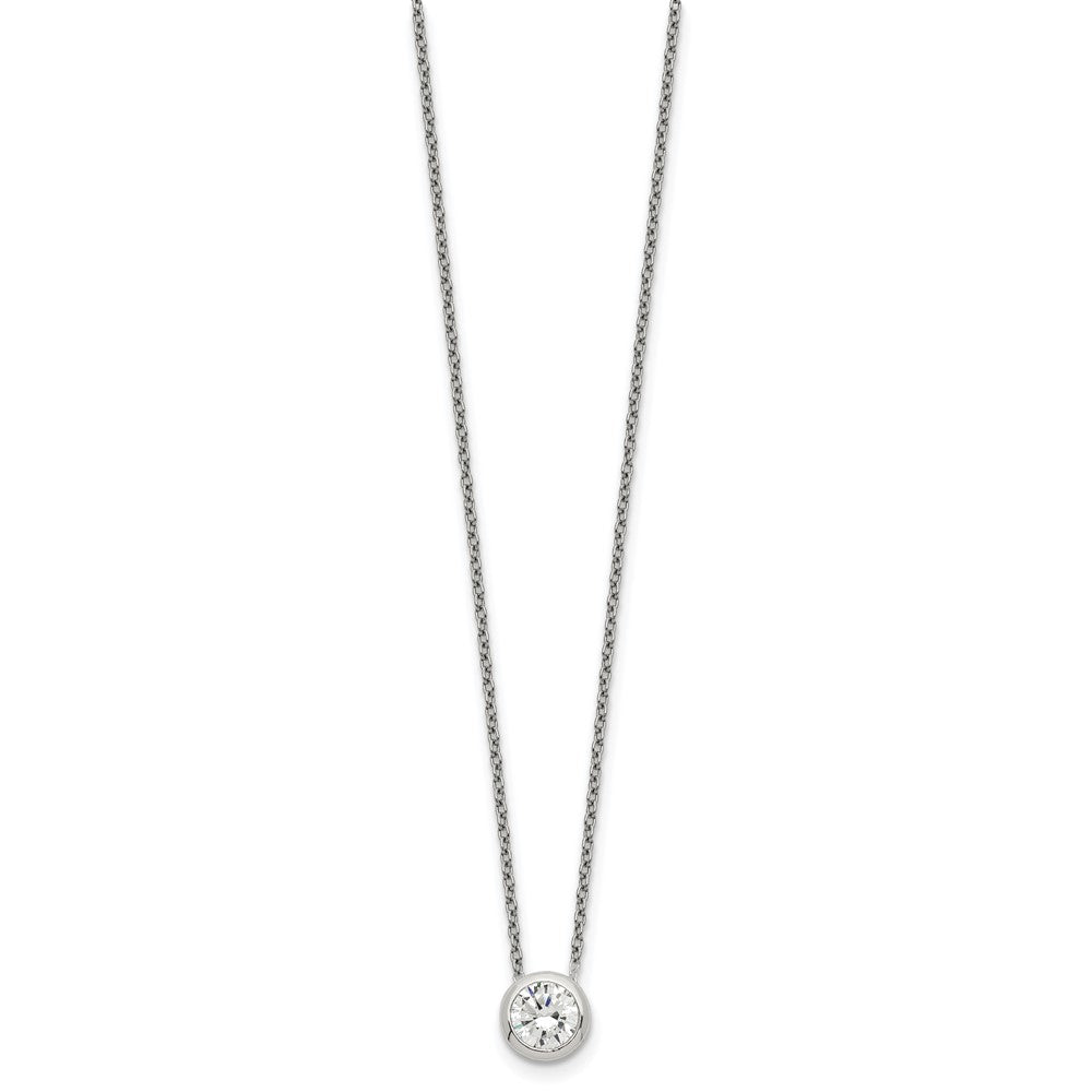 Sterling Silver Bezel 8mm Cz Necklace