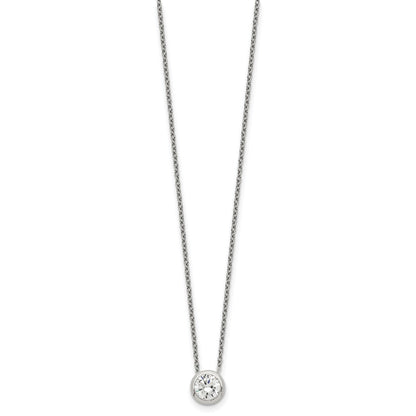 Sterling Silver Bezel 8mm Cz Necklace